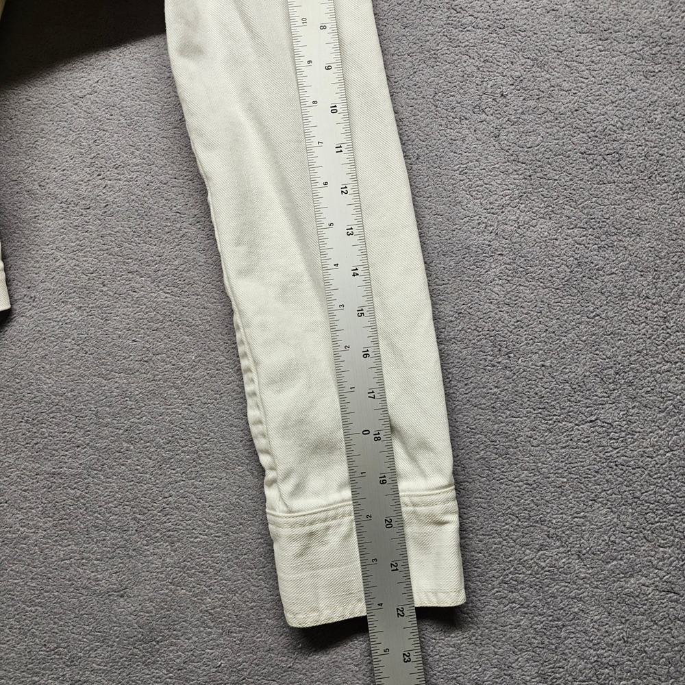 J. Jill Denim Jacket Womens XS Cream Stretch Cotton Button Front Trucker Coat - Picture 6 of 12